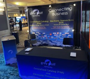 Grey Wolf booth at P21WWUG Connect 2025, an Epicor Conference, showcasing EDI and PIM solutions